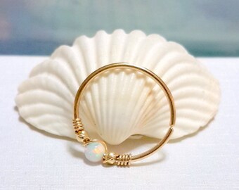 White Opal Conch Piercing, Conch Ring,Conch Opal Earring, Conch Jewelry,Conch Hoop,Conch Piercing Jewelry,Conch Pierced Earring