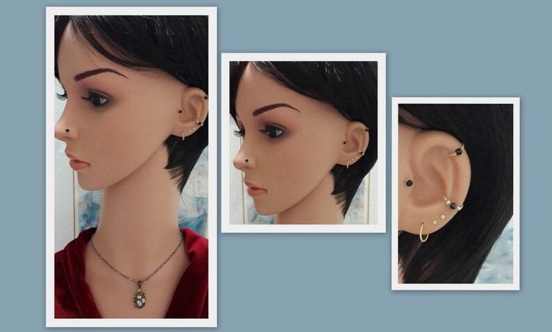 Helix,Tragus,Septum,Nose Ring,Not Plated or Filled,Handcrafted 16g 18g 20g 22g 14K Solid Yellow Gold Natural Stone Twisted Hoop,Cartilage