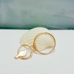 Bird Pendant Gold 22g 20g 18g 16g  14K Gold Filled Cartilage Earring, Tiny Gold Hoops,Gold Bird Ring,Helix Hoop , Sharm Jewelry,Gift For Her