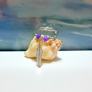 Lavender Opal Helix Ear Cuffs,Fake Double Conch Ring,Sterling Silver Feather Double Wrap Cuff,Gold Opal Fake Ring, Non Pierced,Fake Piercing
