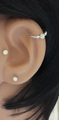 Sterling Silver Fire Opal Helix Earring: Cartilage Hoop (16G-24G)
