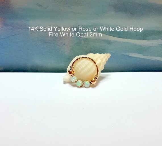 Winzige weiße Opal Nase Ring, 24g 22g 20g 18g 16g 14K Solid Gold Knorpel, Helix, Septum, Tragus Hoop, Sharm Schmuck, Oktober Geburtsstein, Geschenk Winzige weiße Opal Nase Ring, 24g 22g 20g 18g 16g 14K Solid Gold Knorpel, Helix, Septum, Tragus Hoop, Sharm Schmuck, Oktober Geburtsstein, Geschenk
