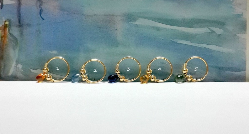 16g 18g 20g 22g 24g Gold Gemstone Multicolor Sapphire Briolette Helix Piercing-Nose-Tragus-Conch Ring-September/'s Birthstone-Valentine\u2019s Day