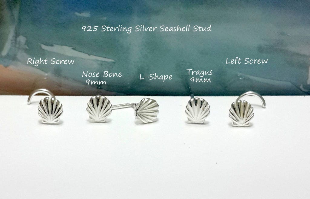 16g 18g 20g 22g Sterling Silver Seashell Nose stud Silver Etsy