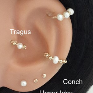 Pearl Cartilage Earring Helix Hoop Tragus Nose-Daith-Lobe Ring Wedding Lyrics Gift-Tiny Hoop-22g 20g 18g 16g-Cyber Week Sales image 5