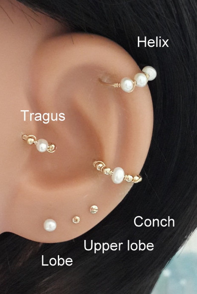 Pearl Cartilage Earring Helix Hoop Tragus Nose-Daith-Lobe Ring Wedding Lyrics Gift-Tiny Hoop-22g 20g 18g 16g-Cyber Week Sales image 5