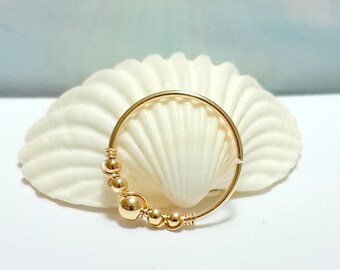 Anillo de tabique con cuentas de oro: aro relleno de oro amarillo de 14 k, 16 g, 18 g, 20 g, 22 g