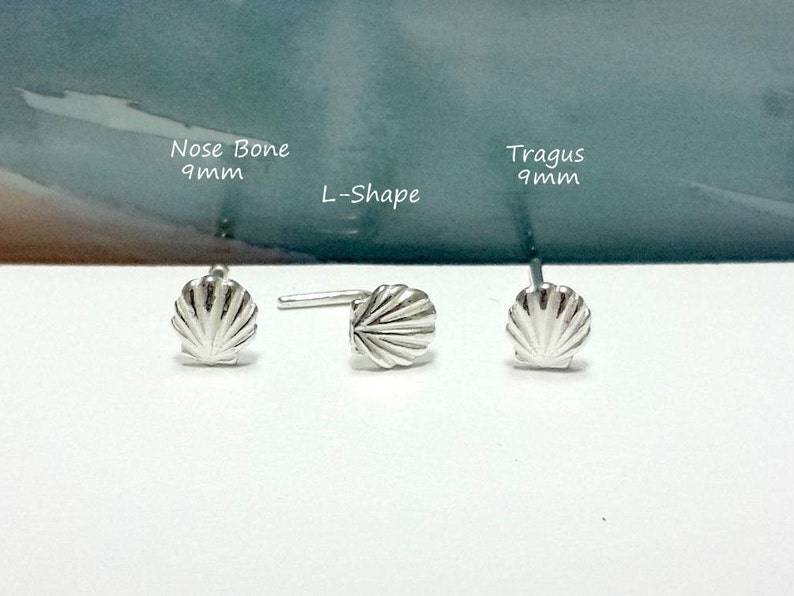 16g 18g 20g 22g Sterling Silver Seashell Nose Stud Silver Etsy