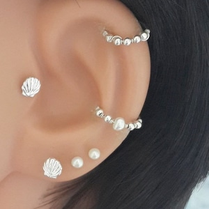 Seashell Stud Earrings, 925 Sterling Silver  Earrings, Studs Post Earrings,Small Seashell Studs,Tiny Seashell Studs, Gift for her