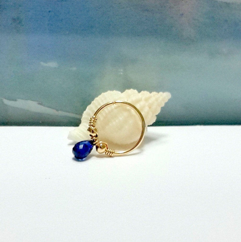 16g 18g 20g 22g 24g Gold Gemstone Multicolor Sapphire Briolette Helix Piercing-Nose-Tragus-Conch Ring-September/'s Birthstone-Valentine\u2019s Day