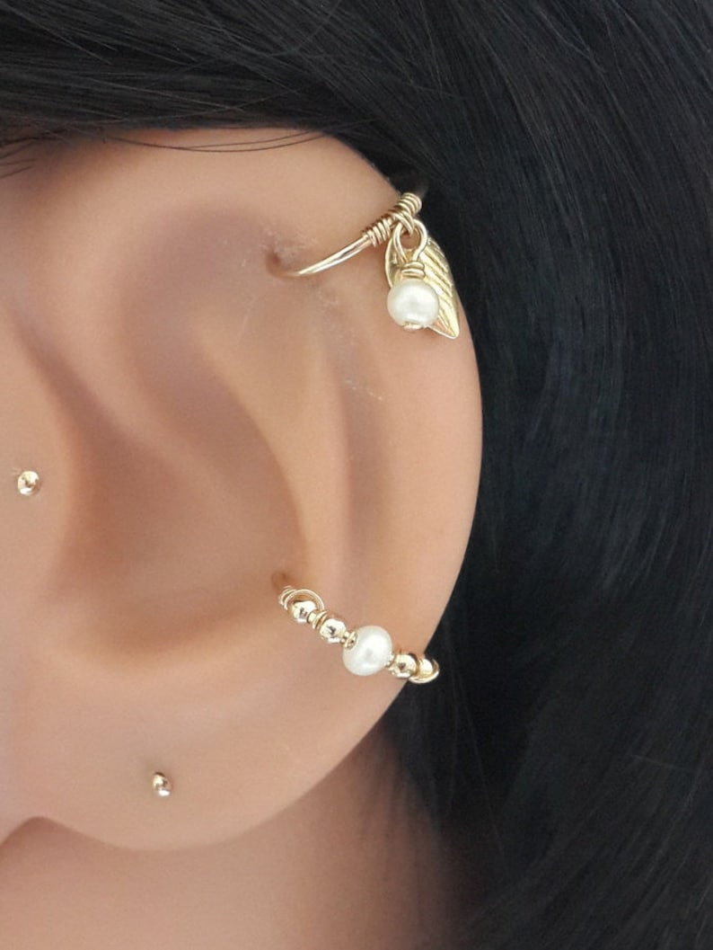 Freshwater Pearl Conch Piercing Gold Conch Earring Silver Etsy Canada
