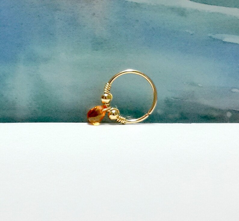 16g 18g 20g 22g 24g Gold Gemstone Multicolor Sapphire Briolette Helix Piercing-Nose-Tragus-Conch Ring-September/'s Birthstone-Valentine\u2019s Day