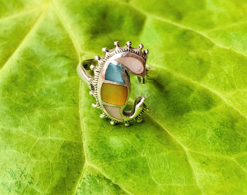 Inlay in Silver Shell Ring made in Sterling silver Dainty shell Ring for her inlay in silver Dragon face Shell Ring.