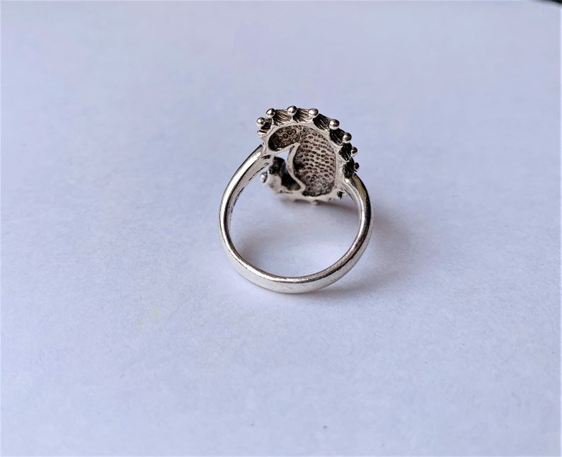 Inlay in Silver Shell Ring made in Sterling silver Dainty shell Ring for her inlay in silver Dragon face Shell Ring.