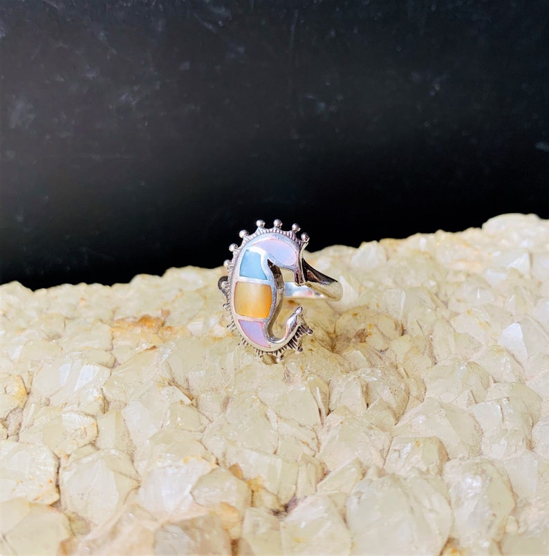 Inlay in Silver Shell Ring made in Sterling silver Dainty shell Ring for her inlay in silver Dragon face Shell Ring.