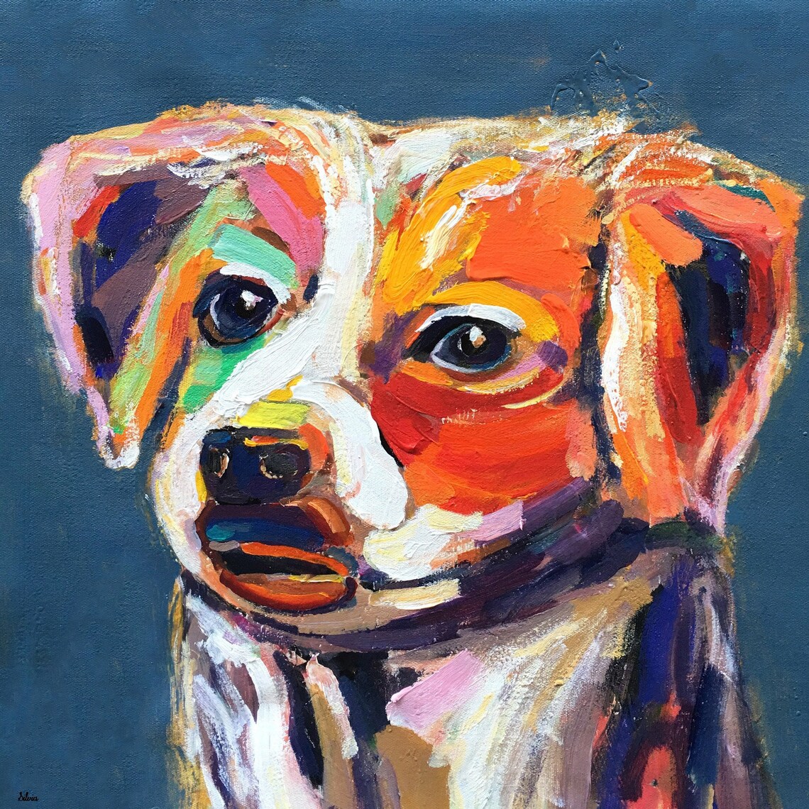 Puppy Animal Painting Dog Portrait Canvas Painting Extra Etsy