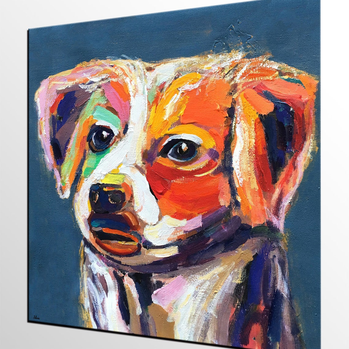 Puppy Animal Painting Dog Portrait Canvas Painting Extra Etsy