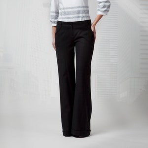 Nina Tailored Wool Trousers - Low-Cut Wide Leg Workwear | Elegant Suiting Fabric with Front Pockets