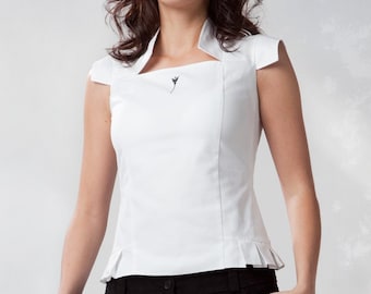 Sacha Top structured 100% Swiss cotton top, white top, white blouse, white shirt