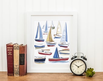 Sailboats Art Print-Printable Digital File-Sailor Art