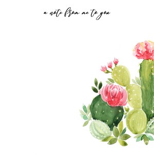 Notecard INSTANT DOWNLOAD Cactus Design (Stationary Gift -  Cactus Notecards - Downloadable Notecard - Printable Stationary)