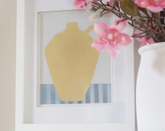 Mediterranean Coastal Jar DIGITAL DOWNLOAD Print - Collage and Watercolor - Mediterranean Painting- Spain Poster- Illustration