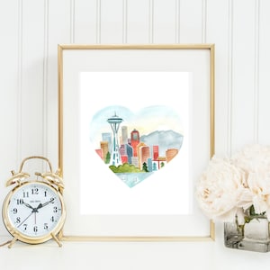Seattle Love Art Print INSTANT DOWNLOAD (Travel Art Print - Travel Decor - Washington Art - Seattle Art Print)