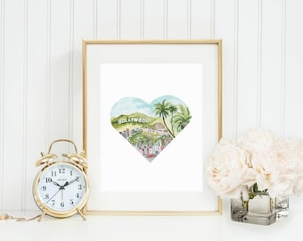 Los Angeles Love Art Print INSTANT DOWNLOAD (Travel Art Print - Travel Decor - Southern California Artwork - Hollywood Art Print)