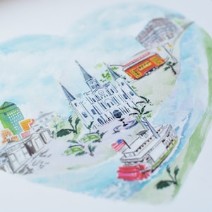 New Orleans Watercolor Art Print: City Heart (8x10 Digital Download)