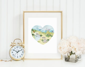 Oahu, Hawaii Love Art Print INSTANT DOWNLOAD (Hawaiian Travel Art - Travel Decor - Oahu Artwork - Hawaii Art Print- Oahu Hawaii Map Print)