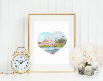 Boston Love Art Print: Swan Boats Watercolor (Digital Download)