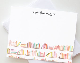Notecard INSTANT DOWNLOAD Bookshelves Design (Bookworm Gift - Reader-Bookshelves Print-Printable Stationary)