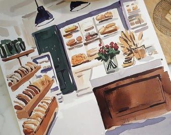 Bakery Art Print - Patisserie Art - Digital Art for Bakery - Illustration - Cafe Bistro