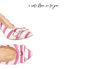 Notecard INSTANT DOWNLOAD Pink Shoe Design (Stationary Gift - Shoe Lover - Downloadable Notecard - Printable Gifts - Printable Stationary)