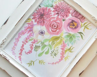 Cranberry Floral Art Print INSTANT DOWNLOAD (Watercolor Illustration - Floral Art Print - Art - Home Decor - Wall Art - Farmhouse Decor)