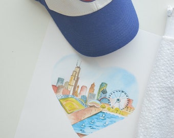Chicago Love Art Print INSTANT DOWNLOAD (Travel Art Print - Chicago Art Print - Chicago Map - Wall Art - Chicago Cubs - Chicago Sox)
