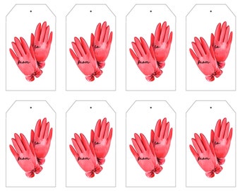 Printable Red Gloves Gift Tags