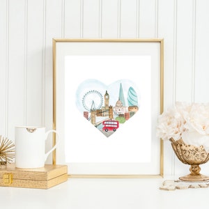 London Love Art Print INSTANT DOWNLOAD (Travel Art Print - Travel Decor - London Art Print - London Map - Wall Art)