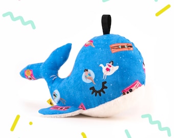 Stuffed whale with very soft fleece for baby and girls