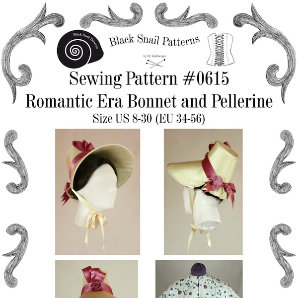 Romantic Era 1830 Bonnet and Pelerine Sewing Pattern #0615 PDF Download