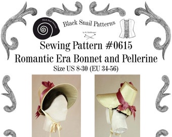 Romantic Era 1830 Bonnet and Pelerine Sewing Pattern #0615 PDF Download