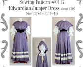 Edwardian Jumper Dress about 1905 Sewing Pattern 0117 Size US 8-30 (EU 34-56) PDF Download