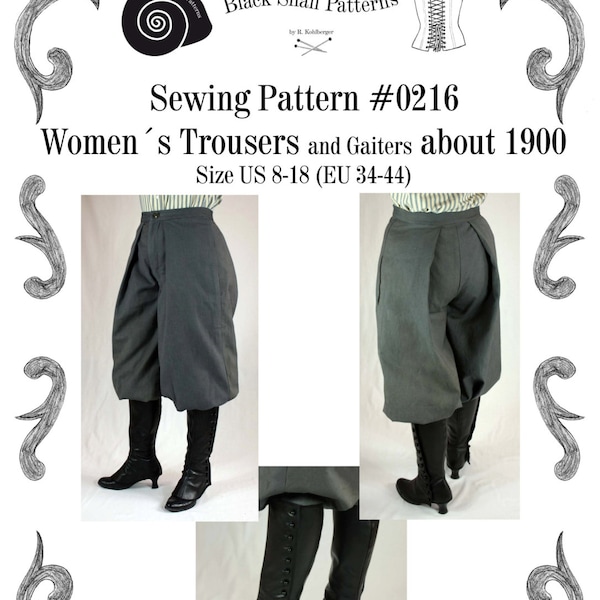 Pantalon et guêtres édouardiennes vers 1900 Patron de couture #0216 Taille EU 34-56 PDF Télécharger
