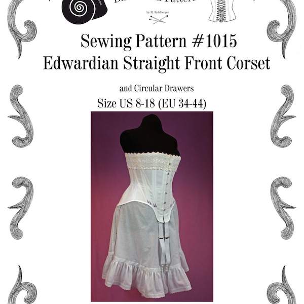 Edwardian Straigth Front Corset Sewing Pattern #1015 Size US 8-30 (EU 34-56) Pdf Download