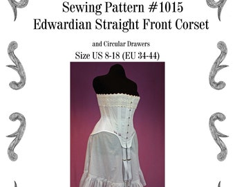 Edwardian Straigth Front Corset Sewing Pattern #1015 Size US 8-30 (EU 34-56) Pdf Download