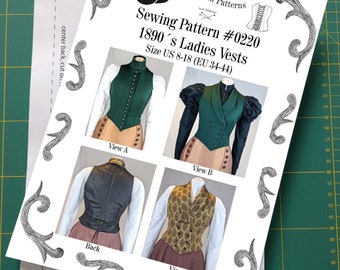 Edwardian Ladies Vests 1890 Sewing Pattern #0220 Size US 8-30 (EU 34-56) Printed Pattern