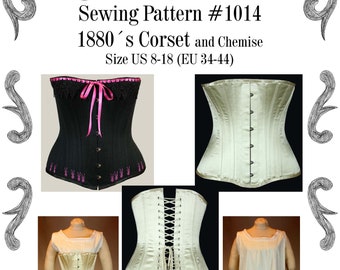 Late Victorian Corset (half bust) and Chemise about 1880 Sewing Pattern #1014 Size US 8-30 (EU 34-56) PDF Download