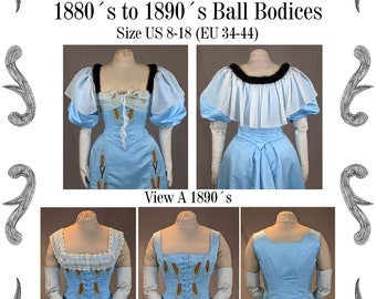 Victorian Ladies Ball Bodices from 1880 to 1900 Sewing Pattern #0320 Size US 8-30 (EU 34-56) PDF Download