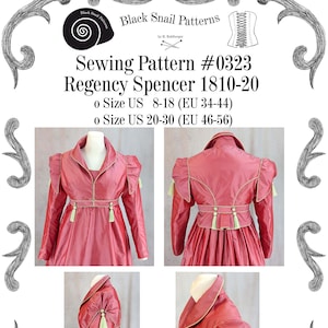 Regency Spencer 1810-20 Sewing Pattern #0323 Size US 8-30 (EU 34-56) PDF Download