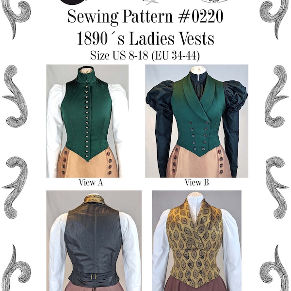 Edwardian Ladies Vests 1890 Sewing Pattern #0220 Size US 8-30 (EU 34-56) PDF Download